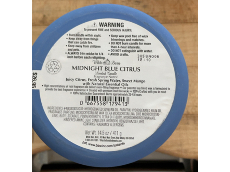 White Barn Scented Candle, Midnight Blue Citrus, 14.5 fl oz/411 g