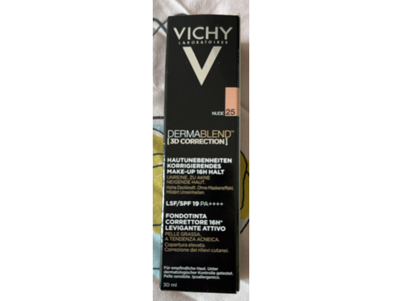 Vichy Dermablend 3D Correction Foundation, Nude 25, SPF 19 PA++++, 30 mL