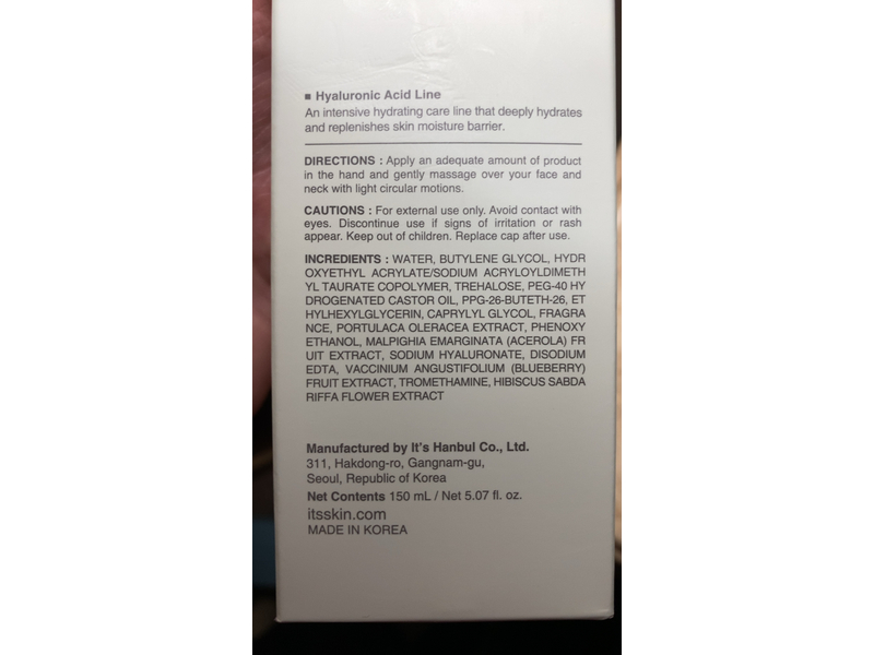 It's Skin Hyaluronic Acid Moisture Toner+, 5.07 fl oz/150 mL