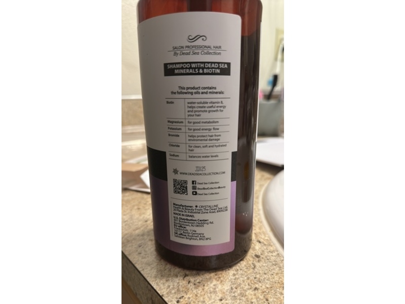 Dead Sea Collection Salon Professional Hair Shampoo, Biotin, 33.8 fl oz/1000 mL