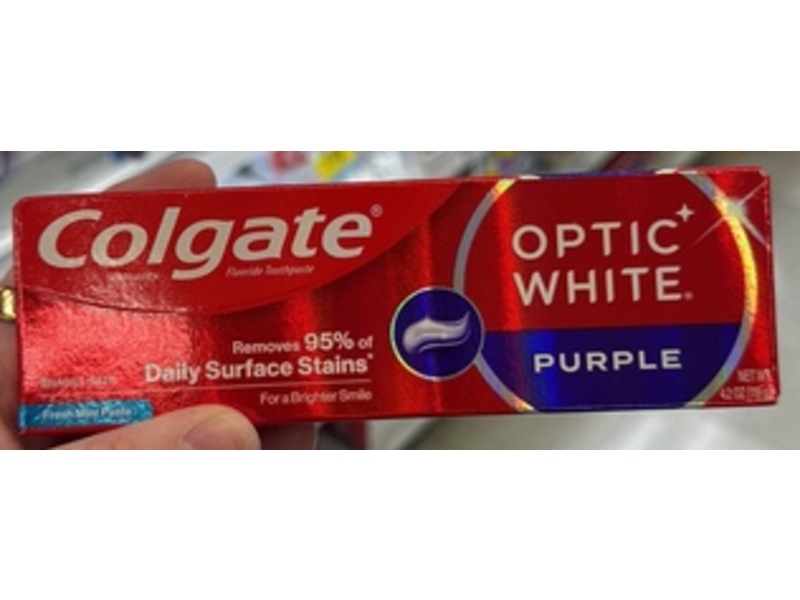 Colgate Optic White Purple Toothpaste, Fresh Mint, 4.2 oz/119 g