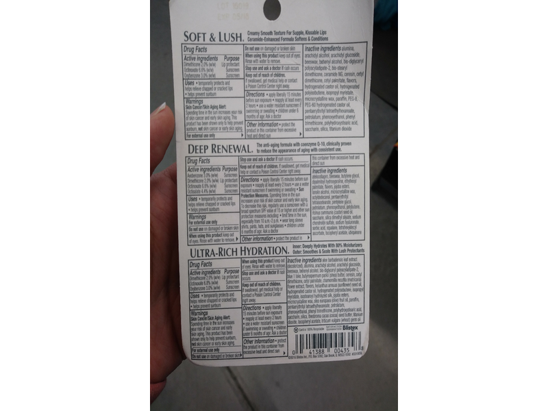 Blistex Enhancement Series, Soft & Lush, Deep Renewal, Ultra Rich Hydration, Spf 15, 0.13 oz / 3.69 g , 3 Pack