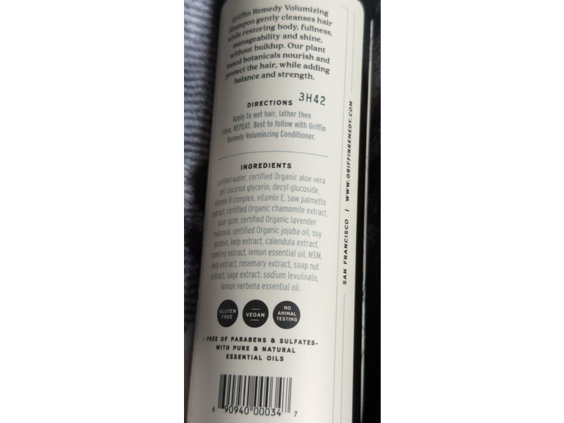 Griffin Remedy Volumizing Shampoo, Lemon Verbena, 8 fl oz