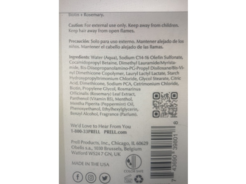 Prell Shampoo, Biotin & Rosemary, 13.5 fl oz/400 mL