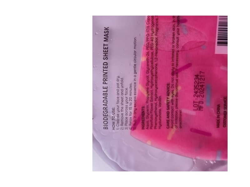 Oxx Skin Care Birthday Cake Sheet Mask, Vanilla Extract, 20 mL