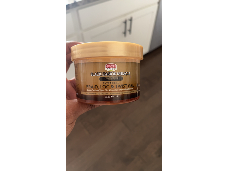 African Pride Braid, Loc & Twist Gel, Black Castor Miracle, 8 fl oz/227 g