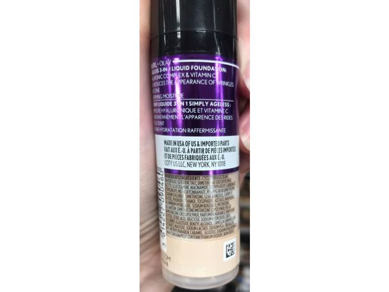 CoverGirl + Olay Simply Ageless 3-in-1 Liquid Foundation, 200 Fair Ivory, 1 fl oz/30 mL