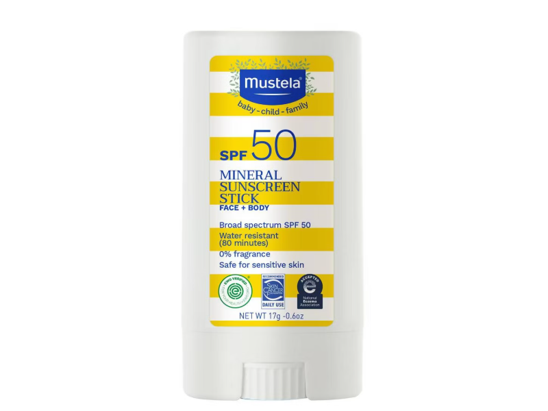 Mustela Baby-Child Face + Body Mineral Sunscreen Stick, SPF 50, 0.6 oz/17 g