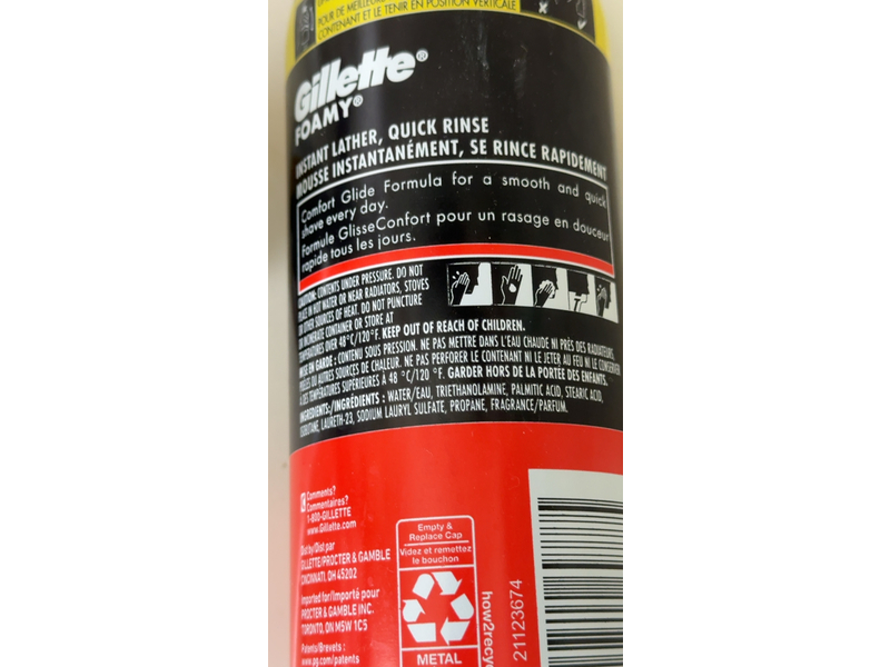 Gillette Foamy Regular Shave Foam, 14.9 oz/422 g