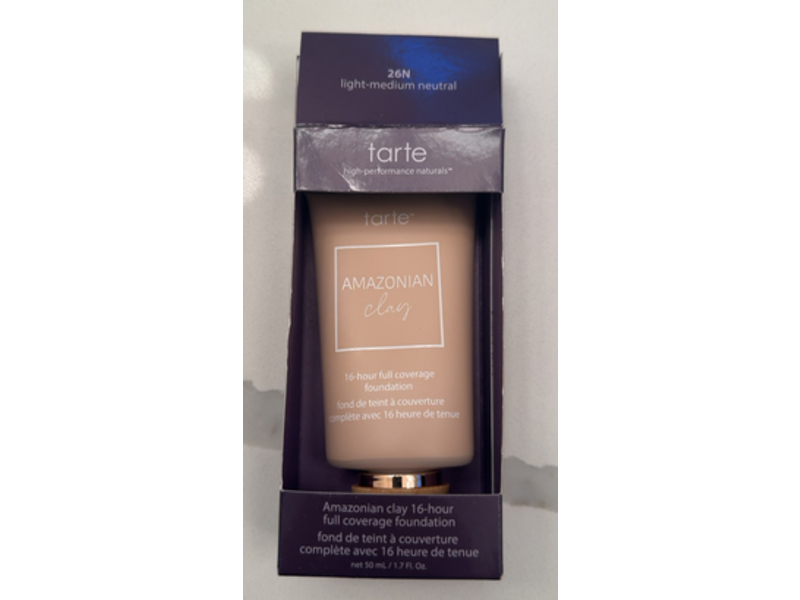 Tarte Amazonian Clay Foundation, 26N Light - Medium Neutral, 1.7 fl oz/50 mL
