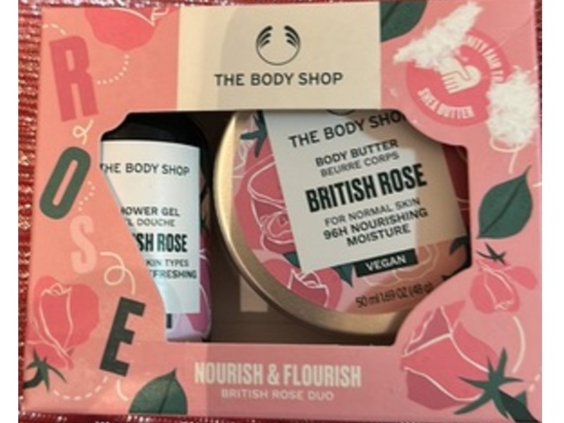 The Body Shop Nourish & Flourish Body Butter & Shower Gel Set, British Rose