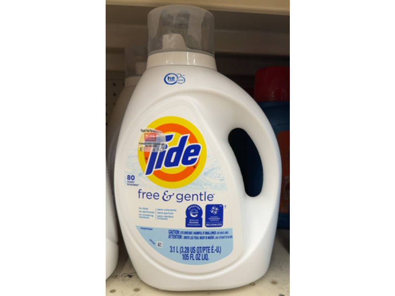 Tide Free & Gentle Laundry Detergent, 80 Loads, 105 fl oz/3.1 L
