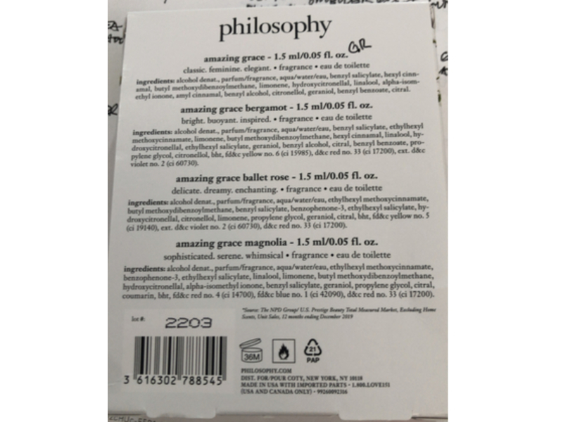 Philosophy Amazing Grace Discovery Set, 0.05 fl oz/1.5 mL