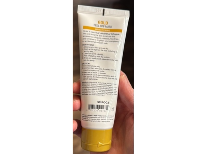Nicka K New York Brightening Peel Off Mask, Gold, 2.82 oz/80 g