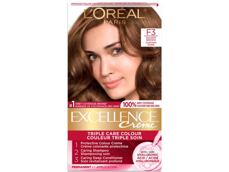 L'Oreal Paris Excellence Creme, F3 Golden Brown, 1 Pack