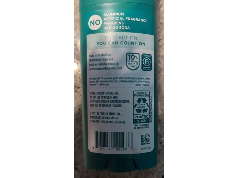 Tom’s of Maine Deodorant, Lemongrass Tea Tree Scent, 3.25 oz