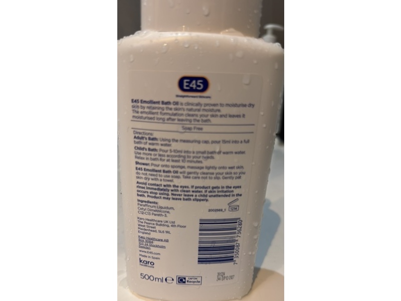 E45 Emollient Bath Oil, 500 mL