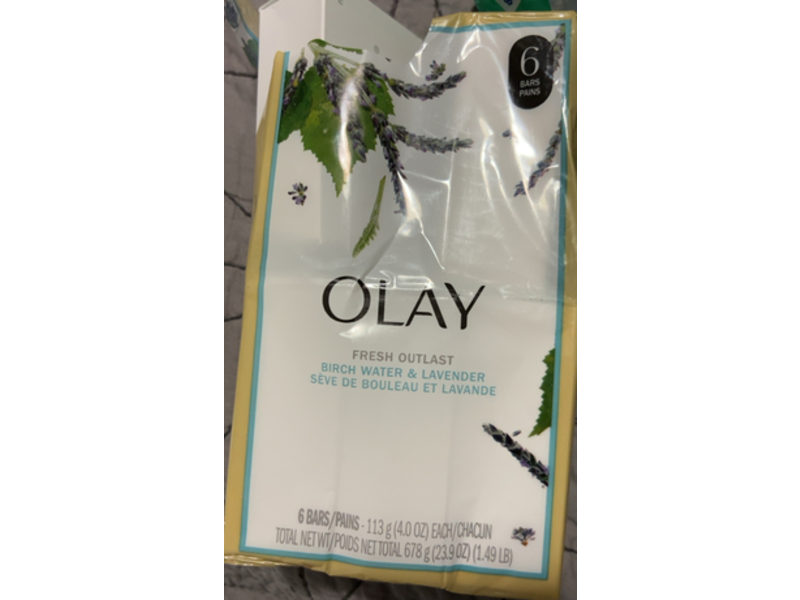 Olay Fresh Outlast Purifying Beauty Bar, Birch Water & Lavender, 4.0 oz/113 g, 6 Count