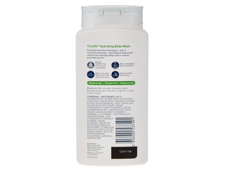 Cerave Hydrating Body Wash, Normal To Dry Skin, 10 oz/296 mL