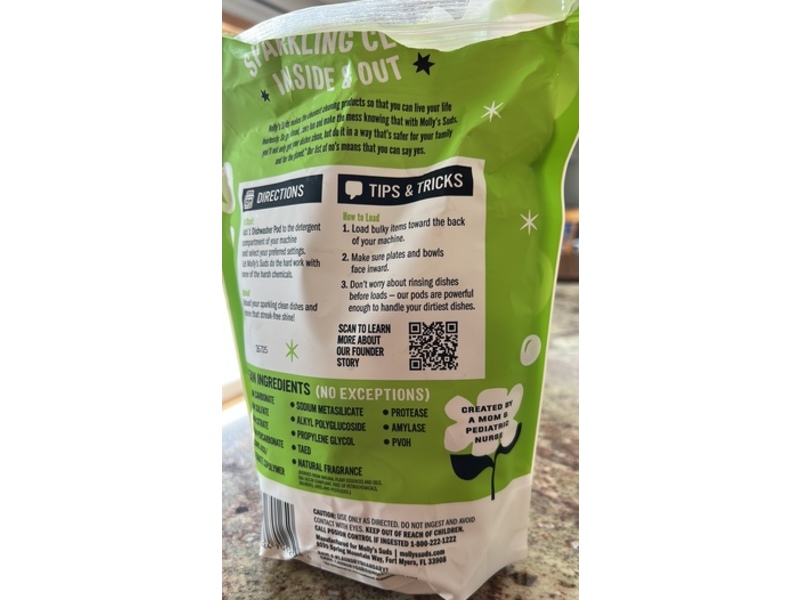 Molly's Suds Dishwasher Pods, Citrus, 29.63 oz/0.84 kg, 60 Count