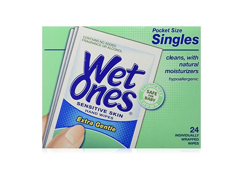 WET ONES Sensitive Skin Hand Wipes, Singles Extra Gentle Fragrance