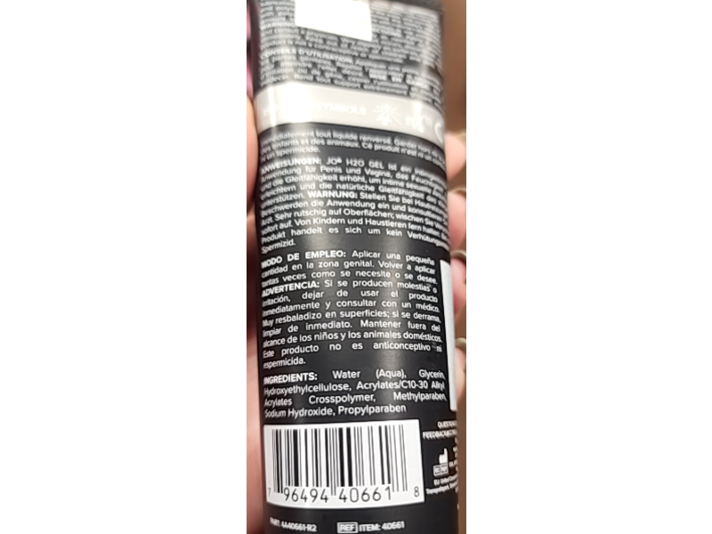 Jo H2O Gel Water Based Personal Lubricant, 4 fl oz/120 mL