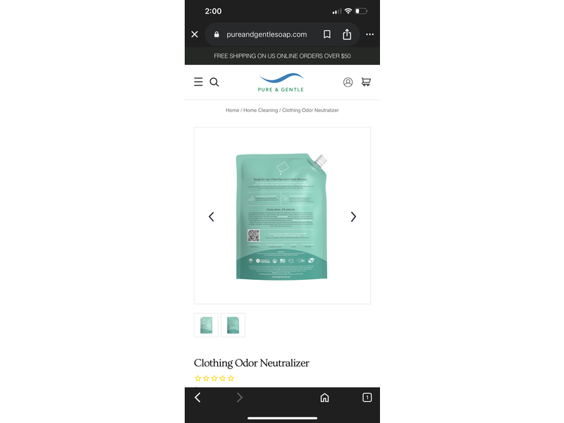 Pure & Gentle Clothing Odor Neutralizer, 12 fl oz/0.95 L