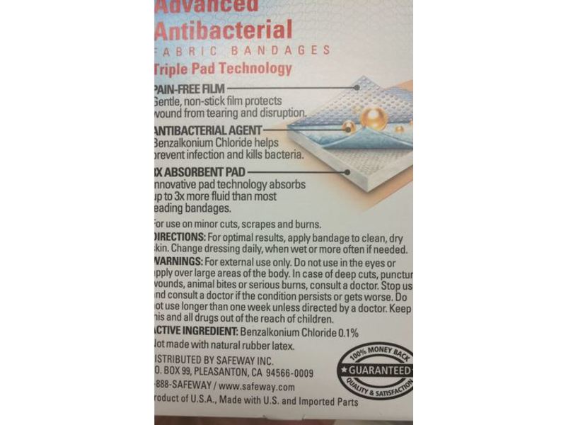 Safeway Sterile Advanced Antibacterial Fabric Bandage, One Size, 30 Count