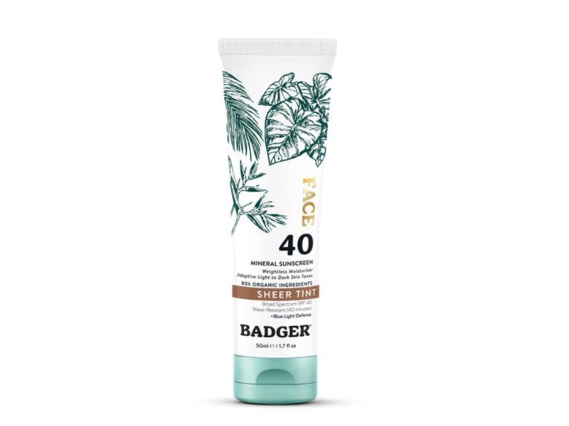 Badger Mineral Sunscreen, SPF 40, Sheer Tint, 1.7 fl oz/50 mL