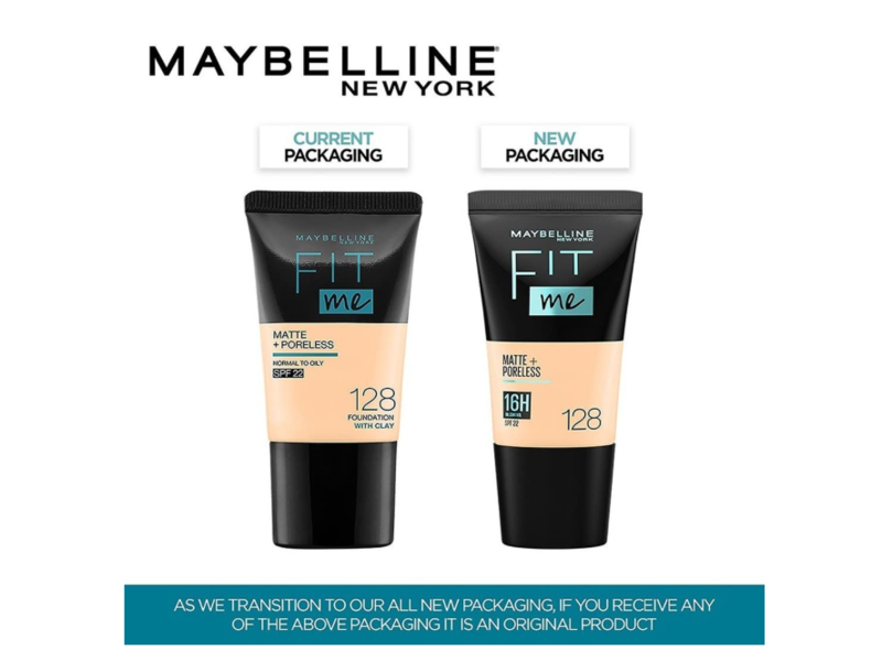 Maybelline New York Fit Me Matte +Poreless Foundation, 128 Warm Nude, 18 mL