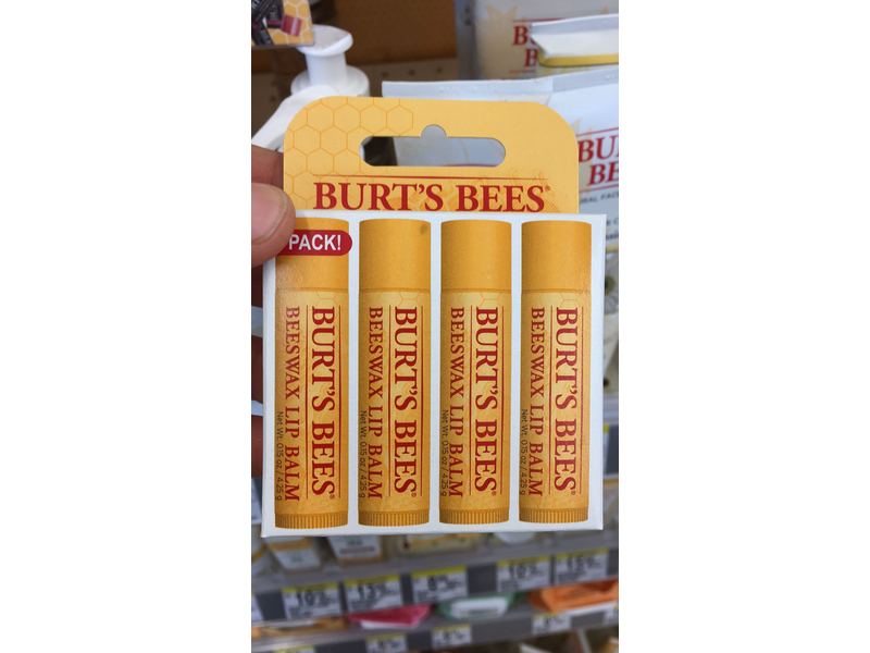 Burt's Bees Lip Balm, Beeswax, 0.15 oz., 4 Count
