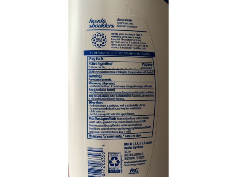 Head & Shoulders Classic Clean Daily Shampoo, 20.7 fl oz/613 mL