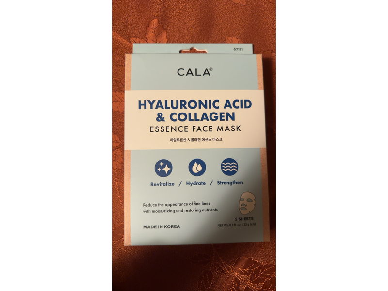 Cala Essence Face Mask, Hyaluronic Acid & Collagen, 0.8 fl oz/23 g, 5 Count