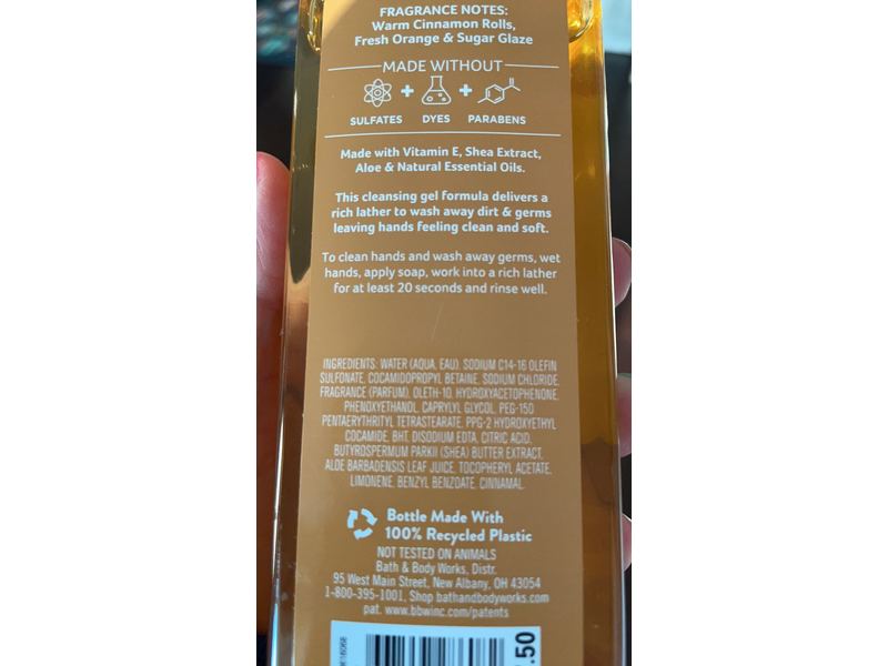 Bath & Body Works Iced Cinnamon Rolls Cleansing Gel Hand Soap, 8 fl oz/236 mL