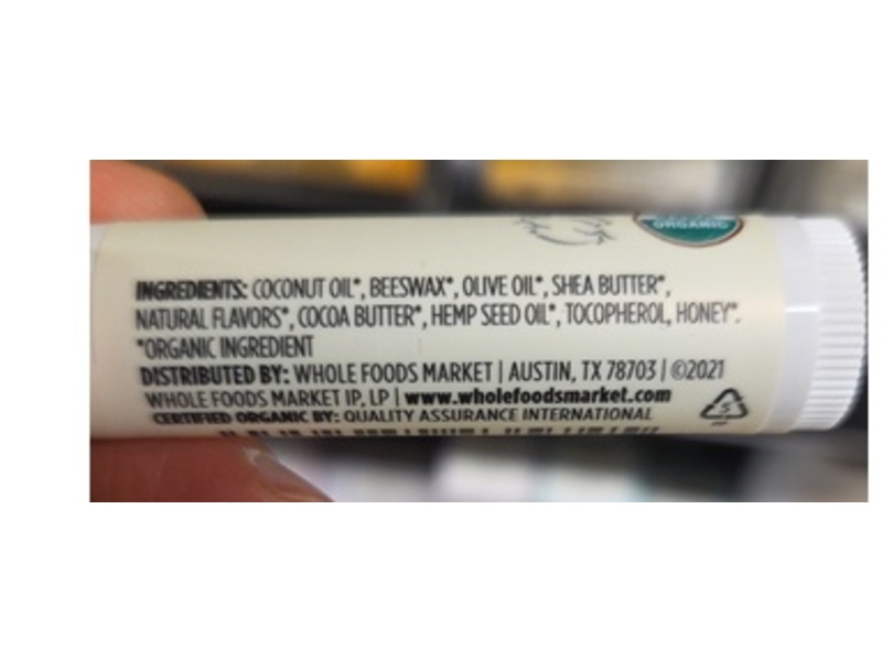 365 Whole Foods Market Organic Lip Balm, Vanilla Honey, 0.15 oz/4.25 g