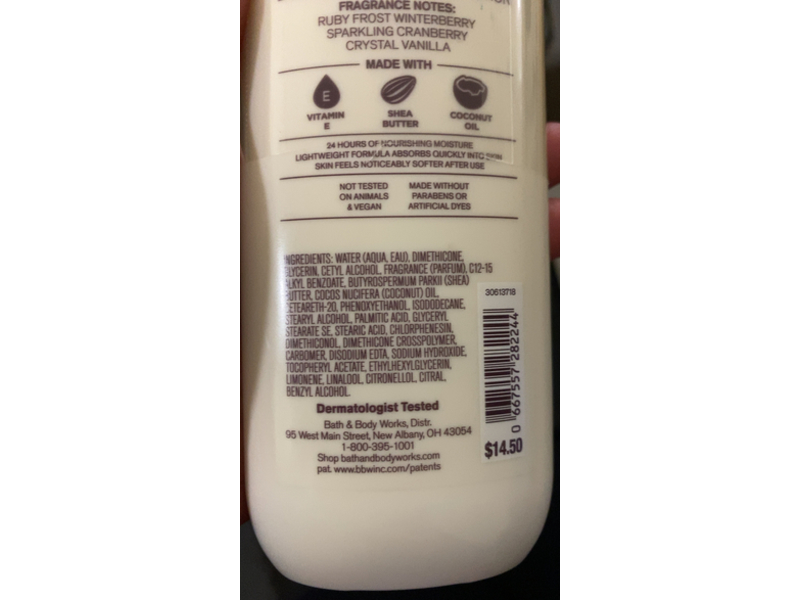 Bath & Body Works Body Lotion, Winter Berry Wonder, 8 fl oz/236 mL