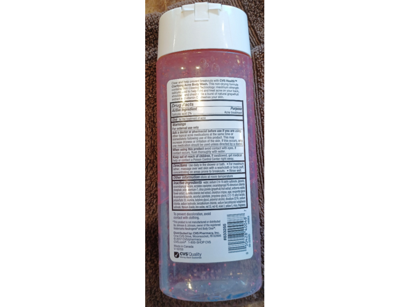 CVS Health Clarifying Acne Body Wash, Pink Grapefruit, 8.5 fl oz/250 mL