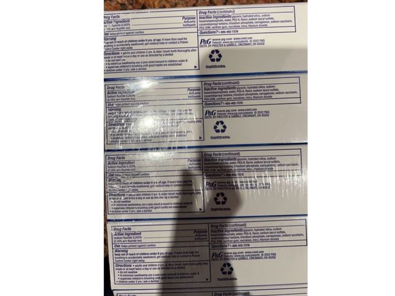 Crest 3D White Advanced Whitening Toothpaste, 5.2 oz/147 g, Pack Of 5