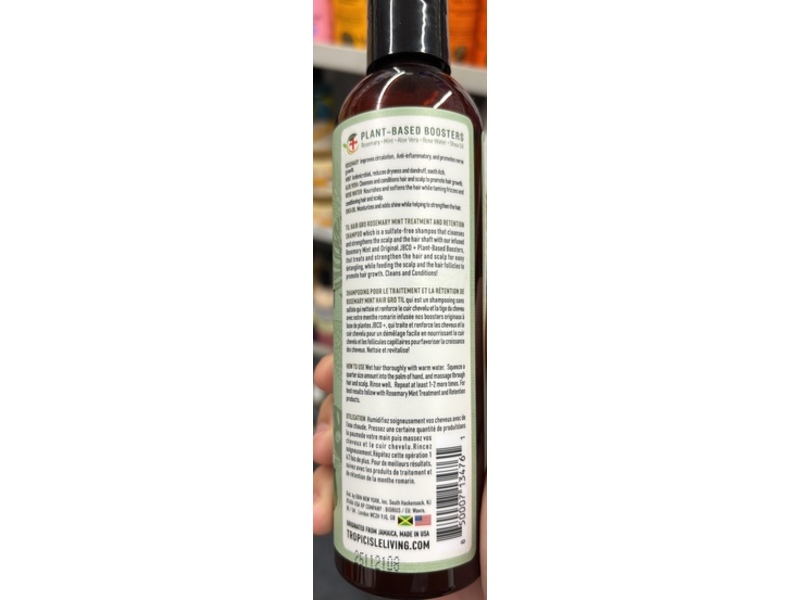 Tropic Isle Living Hair Gro Sulfate Free Shampoo, Rosemary Mint, 8 oz/237 mL