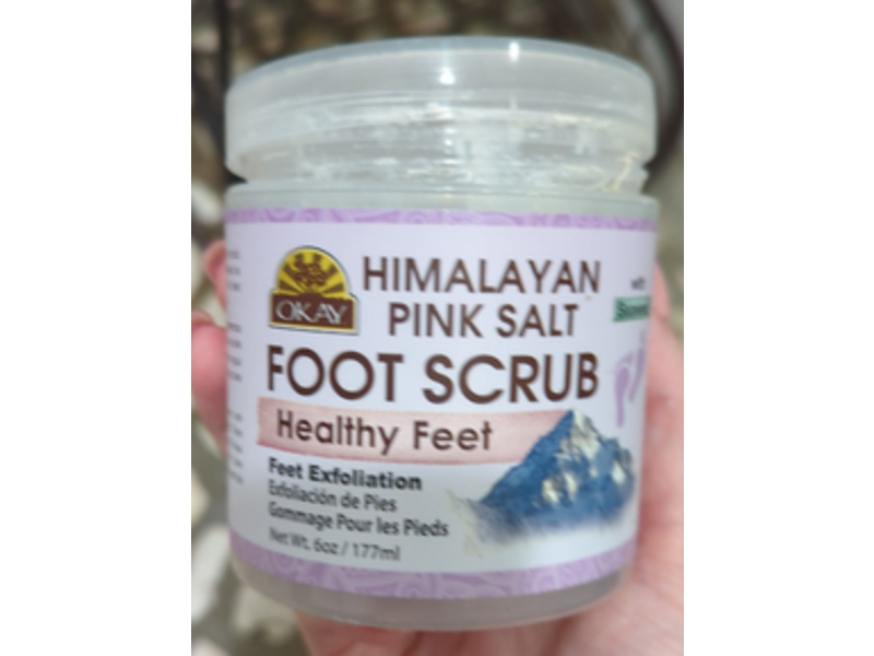 OKAY Feet Exfoliation Foot Scrub, Himalayan Pink Salt, Healthy Feet, 6 oz/177 ml