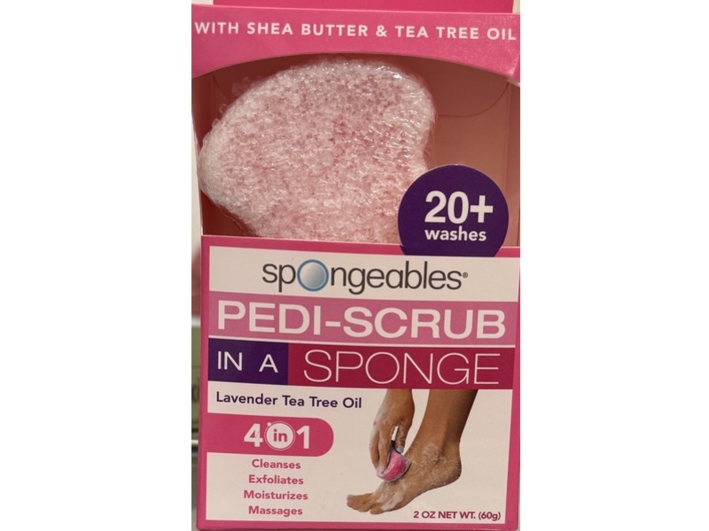 Spongeables Pedi-Scrub In A Sponge, Lavender Tea Tree Oil, 2 oz/60 g