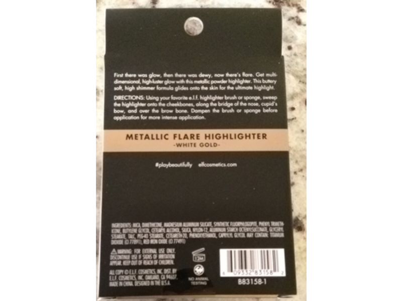 e.l.f. Cosmetics Metallic Flare Highlighter, White Gold, 0.18 oz/5 g