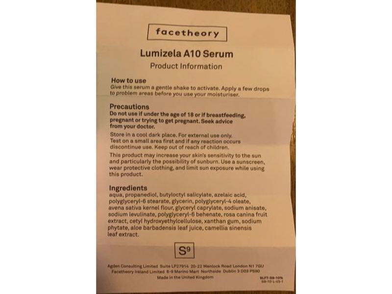 Facetheory Lumizela A10 Serum, 1 fl oz/30 mL