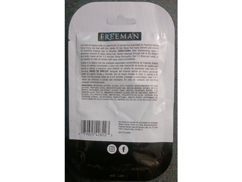 Freeman Smoothing Hair Mask, jojoba Oil, 0.67 fl oz/20 mL