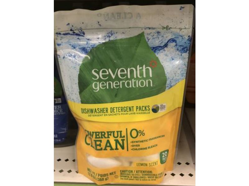 Seventh Generation Dishwasher Detergent Packs, Lemon Scent, 12.6 oz/360 g, 20 Count