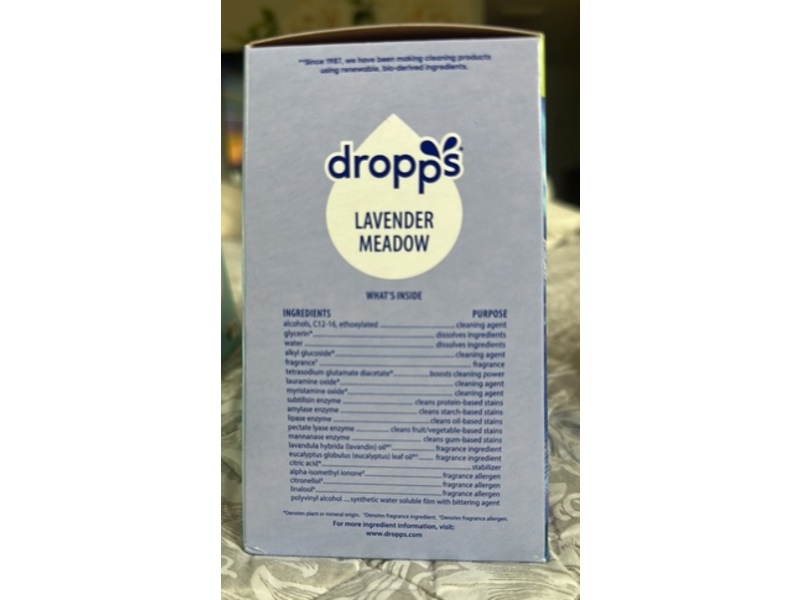 Dropps Odor + Stain Laundry Detergent Pods, Lavender Meadow, 20.31 oz/576 g, 64 Pods