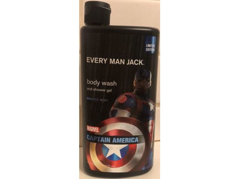 Every Man Jack Body Wash And Shower Gel, Winter Mint, Marvel Captain America, 16.9 fl oz/500 mL, Pack Of 2