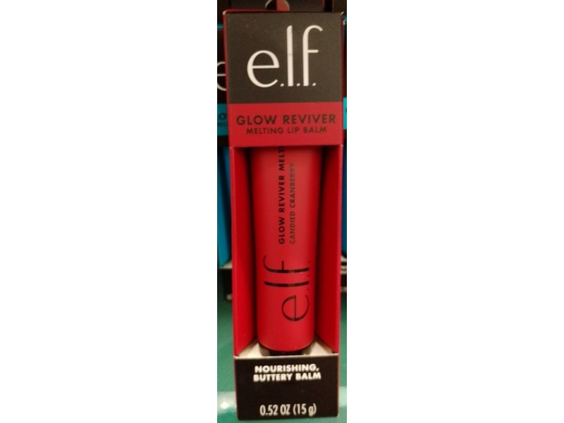 e.l.f Glow Reviver Melting Lip Balm, Candied Cranberry, 0.52 oz/15 g