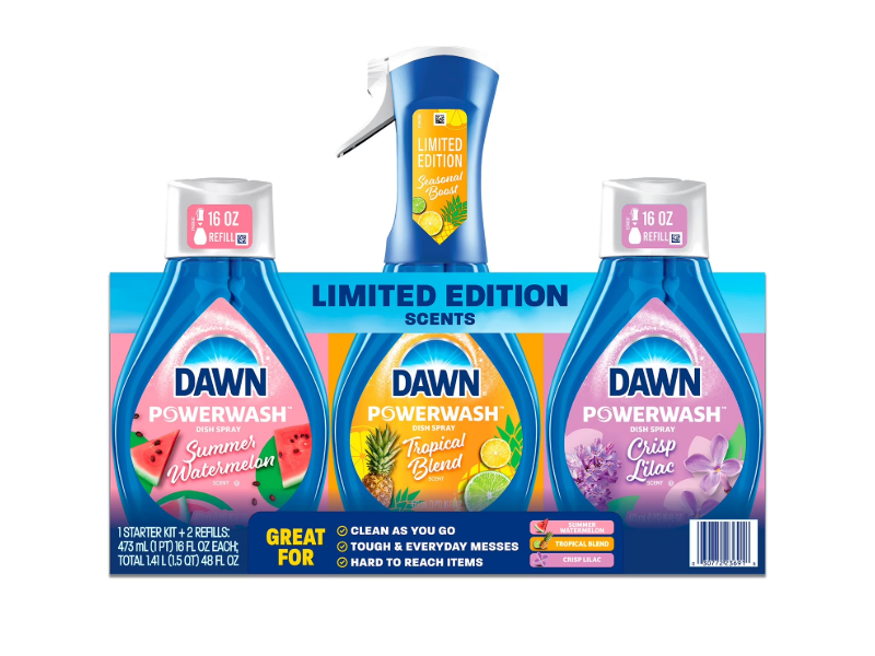 Dawn Powerwash Dish Spray Set, Summer Watermelon + Tropical Blend + Crisp Lilac, 16 fl oz/473 mL