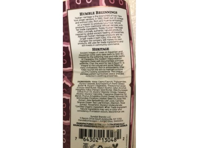 Nubian Heritage Body Lotion, Goat Milk & Chai, 13 fl oz/384 mL